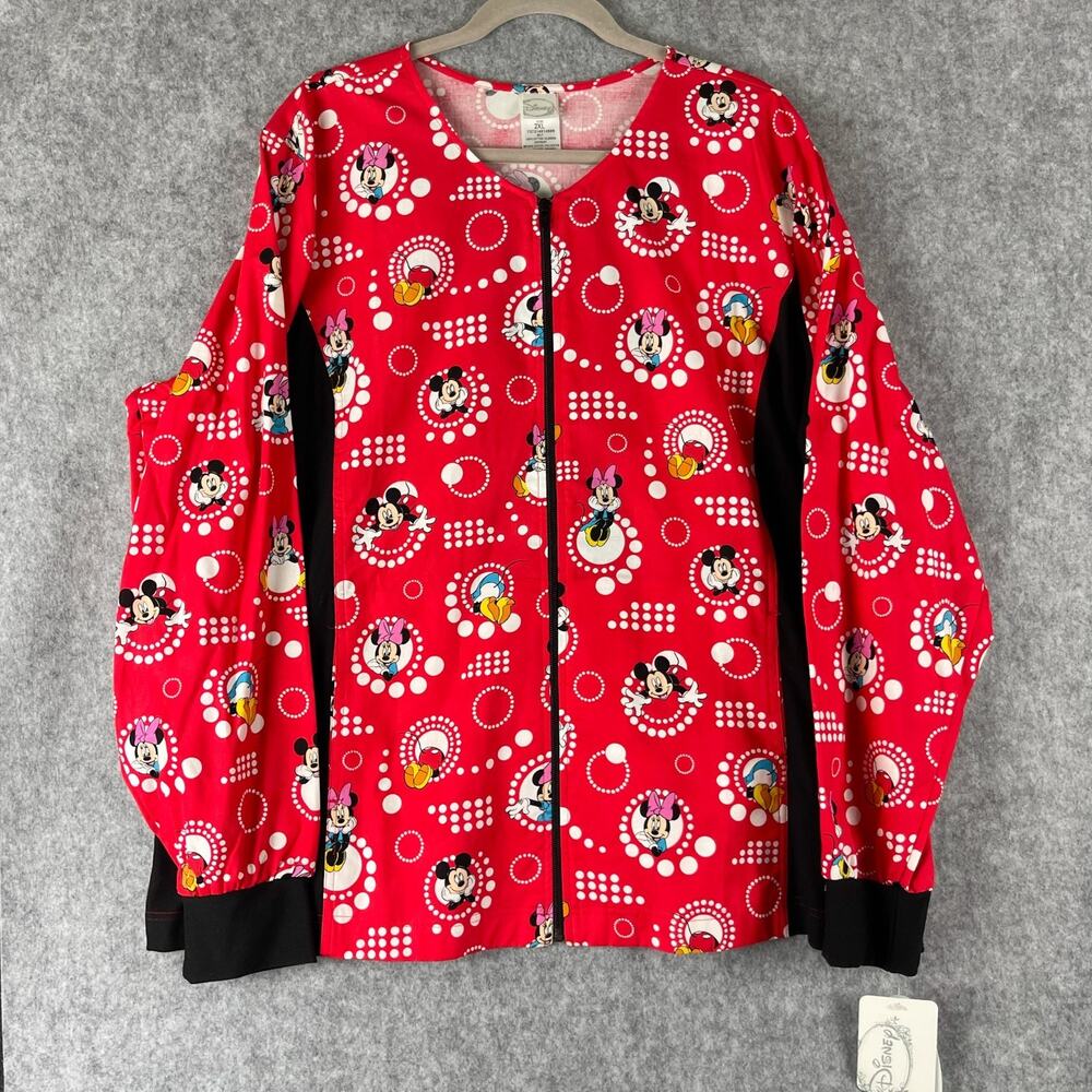 Disney Tooniforms Mickey Mouse Scrub Jacket‎ Womens 2XL Full Zip Stretch NWT